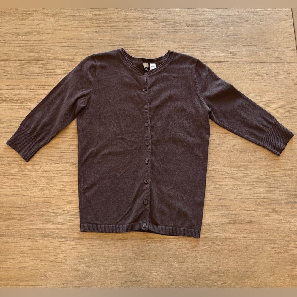 BP. by Nordstrom Cardigan Sweater Button 3/4 Sleeve Chocolate Brown
